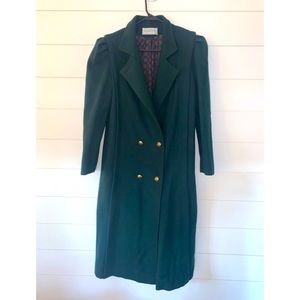 🤍 EVC True Vintage Deep Emerald Puff Sleeve Double Breasted Trench Coat